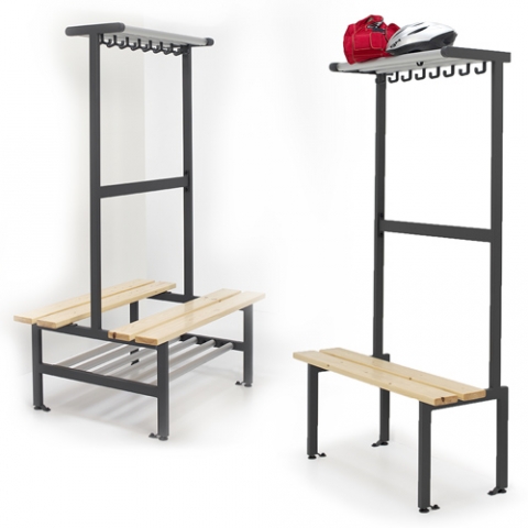 Vestiaires simple et doubles, avec porte-sacs Adonis, vestiaires grande capacité